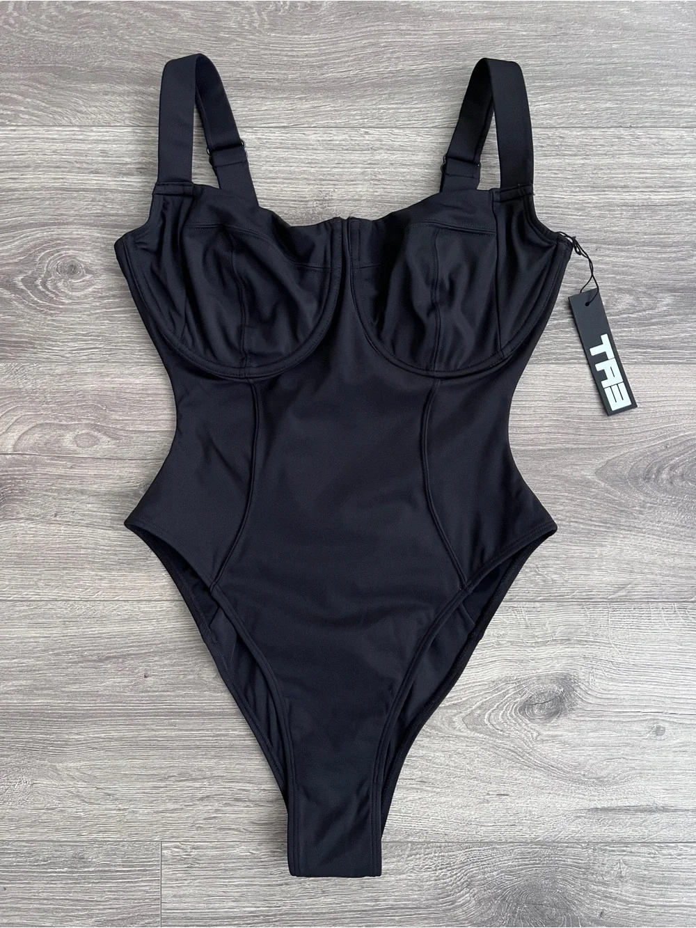 TA3 High Cut Lifty One Piece Swimsuit Small Regular F/G Cup Black Shapewear NWT